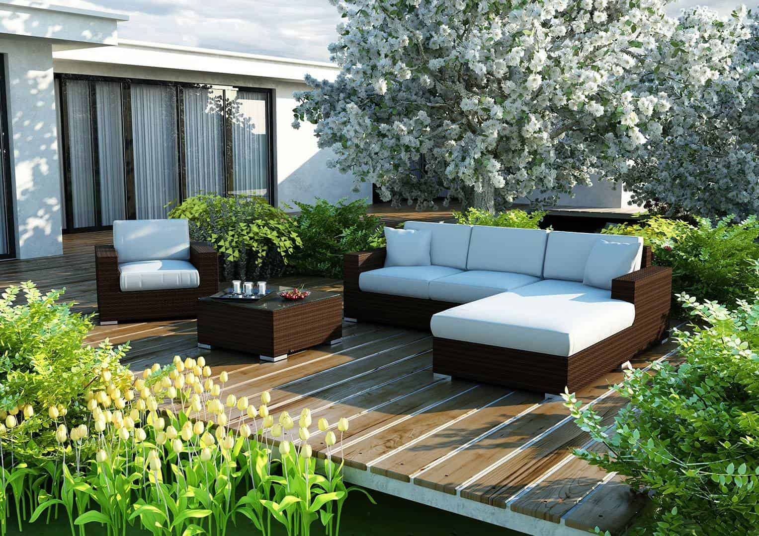 На фото садовая мебель из искусственного ротанга - комплект мебели MILANO I 