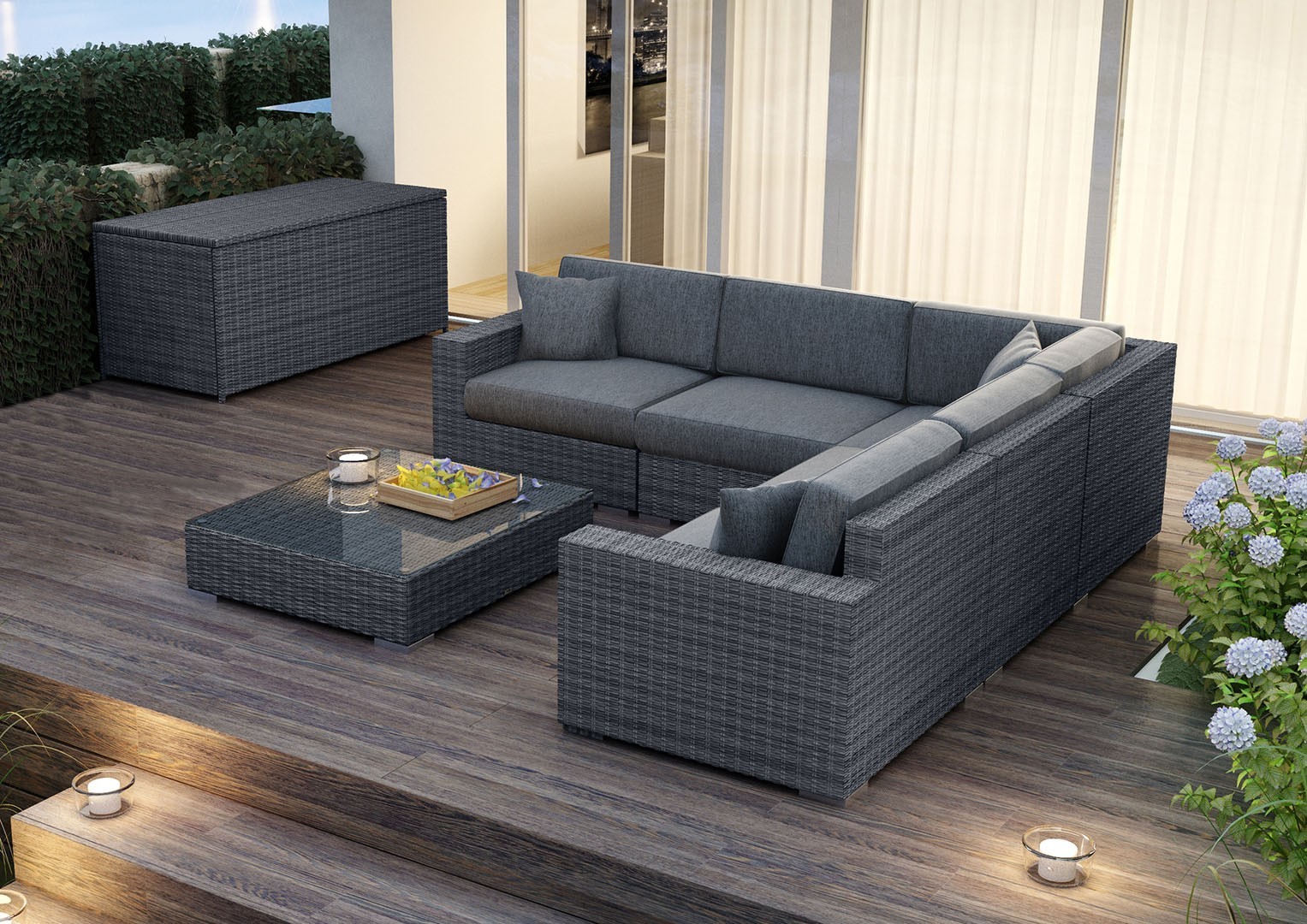 Серый диван для террасы MILANO